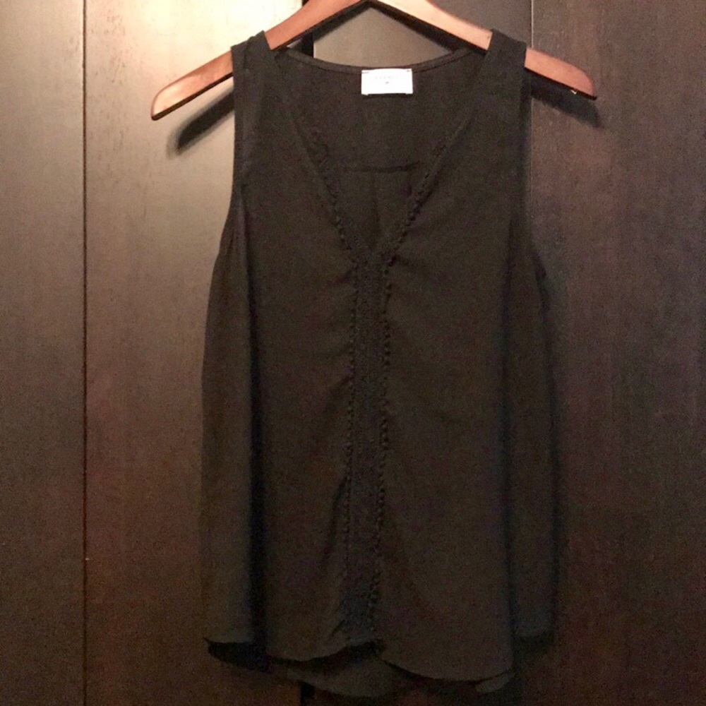 Everly black semi sheer sleeveless blouse